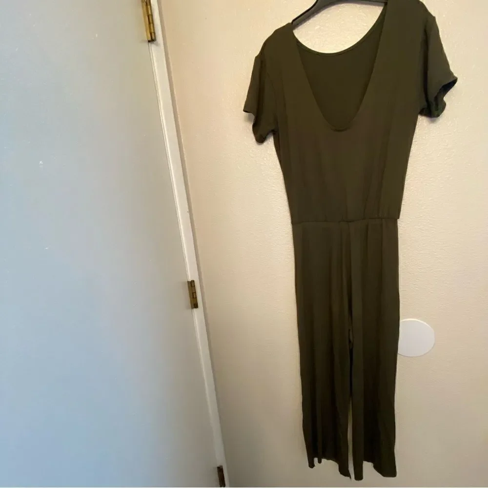 Kizzi Dancewear olive dark green unitard jumpsuit v-neck -SA small adult